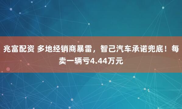 兆富配资 多地经销商暴雷,智己汽车承诺兜底!每卖一辆亏4.44万元
